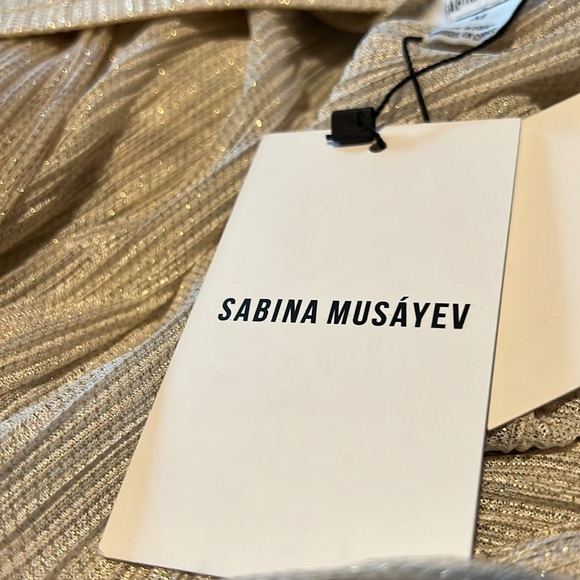 SABINA MUSAYEV Carry Tiered Belted Metallic Dress - Ivory - Picture 10 of 12